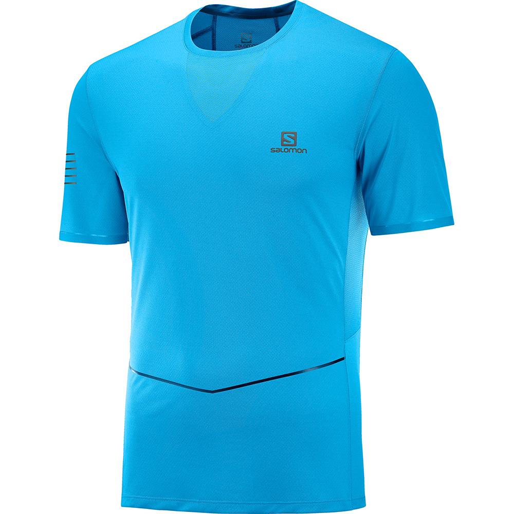 Salomon Singapore Mens T-shirts - SENSE ULTRA M Blue | 29045-YLTO